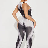 Thermal Printed Crop Top and Legging Set Gray