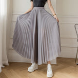 Loose Pleated Chiffon Pants Gray