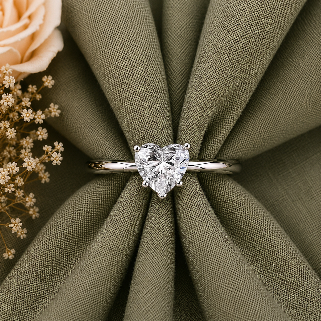 2 Carat Heart Cut Solitaire Moissanite Ring