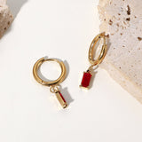 Baguette Dangle Earrings Red