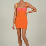 Colorful Two Tone Dress Orange