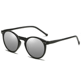 Polarized Round Cat Eye Sunglassess Black Silver