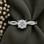 Twisted Round Cut Petite Moissanite Ring