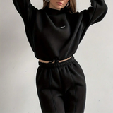 Cropped Drawstring Hoodie and Sweatpants Set