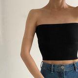 Basic Crop Bandeau Top Black