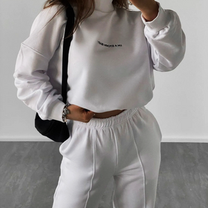 Cropped Drawstring Hoodie and Sweatpants Set