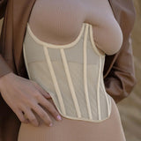 Mesh Corset Bustier Top Beige