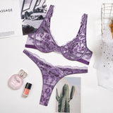 2-Piece Lace Lingerie Set Purple