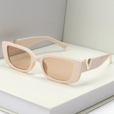 Retro Rectangle Sunglasses Beige