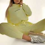 Cropped Drawstring Hoodie and Sweatpants Set