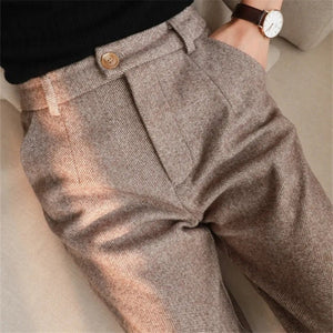 Wool High Waist Trouser Pants