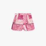 Bandana Print Bermuda Shorts Pink