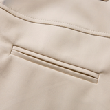 High Waist Straight Leg Faux Leather Pants Beige