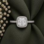 2 Carat Cushion Cut Halo Moissanite Ring