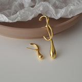 Asymmetrical Water Drop Earrings Gold