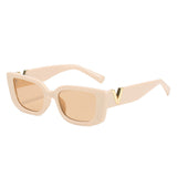 Retro Rectangle Sunglasses Beige