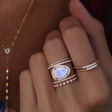 Double Band Moonstone Ring Rose Gold