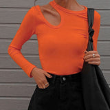 Shoulder Cut Out Top Orange