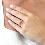 Ruby Round Cut Halo Engagement Ring