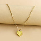 Initial Letter Heart Pendant Necklace