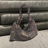 Crystal Knot Shoulder Bag Black and Silver