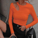 Shoulder Cut Out Top Orange