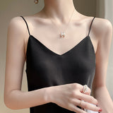 Satin V-Neck Camisole Black