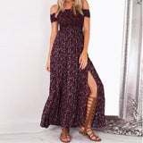 Strapless Boho Maxi Dress Burgundy