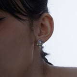 Moonstone Lava Stud Earrings Silver