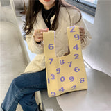 Numbered Cloth Tote Bag Yellow