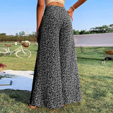 Floral Print Baggy Pants Black