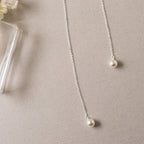 Silver Pear Droplet Lariat Bridal Necklace