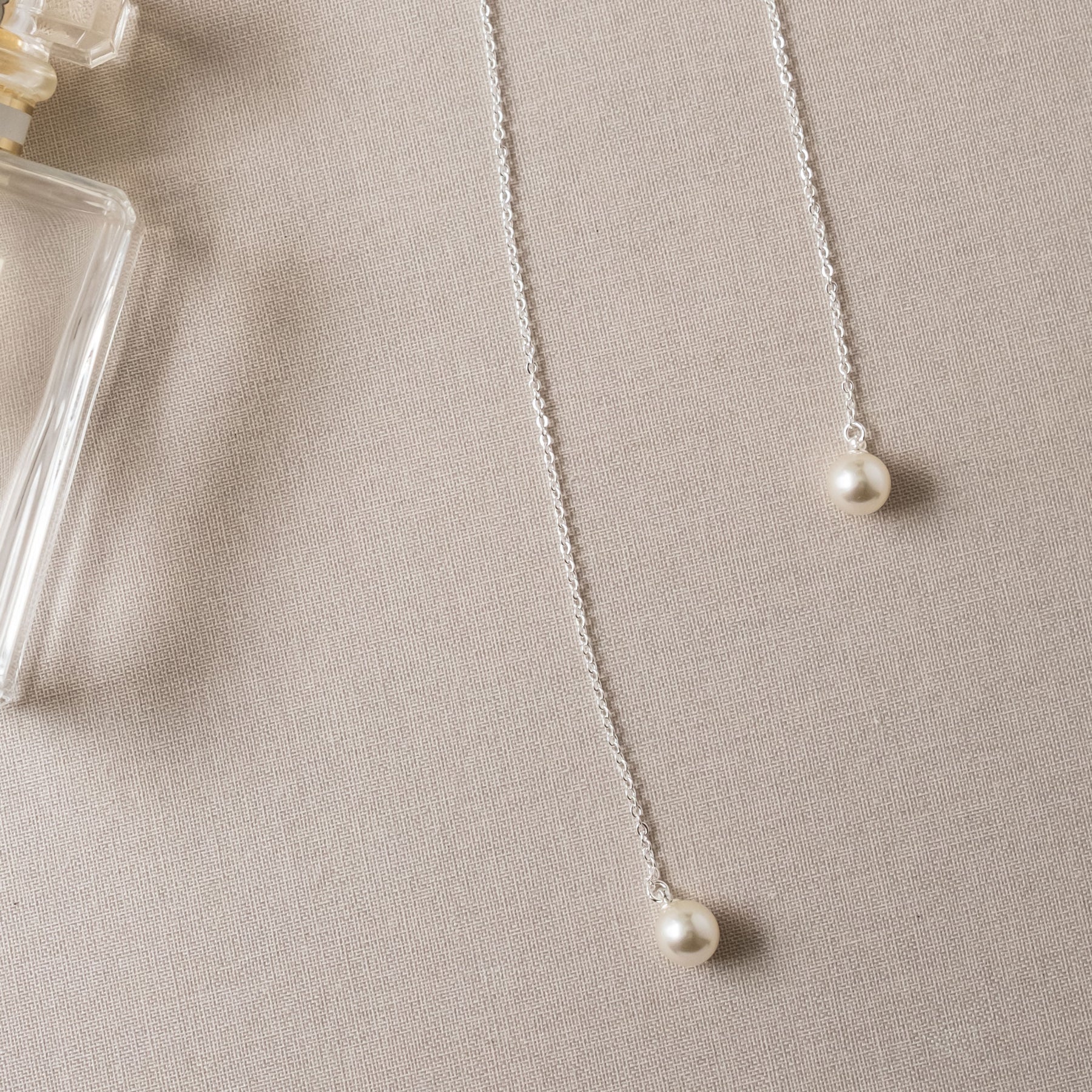 Silver Pear Droplet Lariat Bridal Necklace