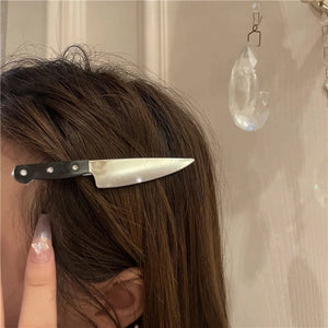 Knife Hair Clip Black Silver