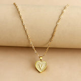 Initial Letter Heart Pendant Necklace