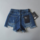 Distressed Denim Shorts Dark Blue