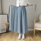 Pleated Chiffon High Waist Pants Blue