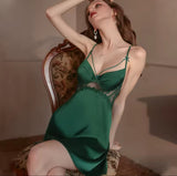 Satin Cross Strap Sleepwear Dress