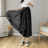 Pleated Chiffon High Waist Pants Black