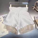 Mesh Lining High Waist Shorts White