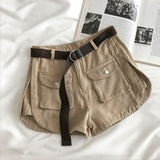 Casual Cargo Belt Shorts Khaki