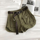 Casual Cargo Belt Shorts Green