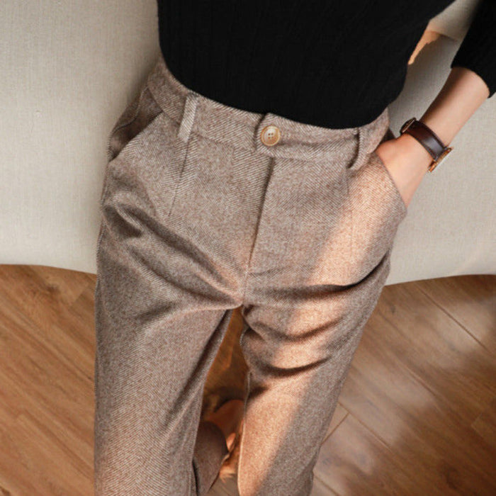 Wool High Waist Trouser Pants