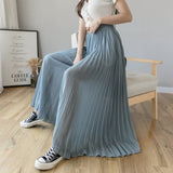 Loose Pleated Chiffon Pants Blue