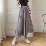 Loose Pleated Chiffon Pants Gray