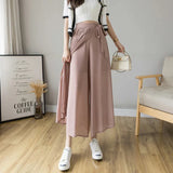 Pleated Chiffon High Waist Pants Pink