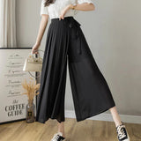 Pleated Chiffon High Waist Pants Black