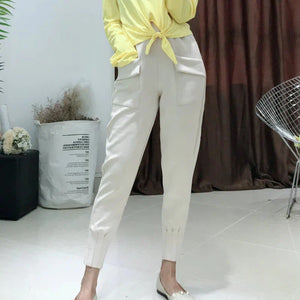 Suede Harem Trouser Pants Beige