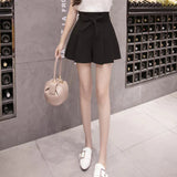 Pleated Bow Belt Shorts Black