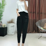 Suede Harem Trouser Pants Black